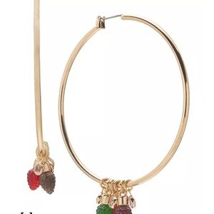 Elegant Gold Hoop Earrings with Multicolor Charms